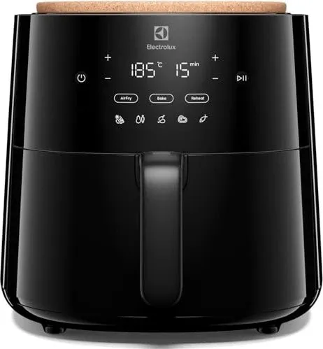 Electrolux Eaf5B - Schwarz Heißluftfritteuse - Fritteusen mit digitaler Steuerung und 8 Automatikprogrammen, für fettfreies Frittieren und einfache Handhabung.