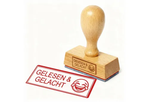 Dekolando Stempel Bürostempel GELESEN & GELACHT Lach-Smiley Stempel – Holzstempel 48x18