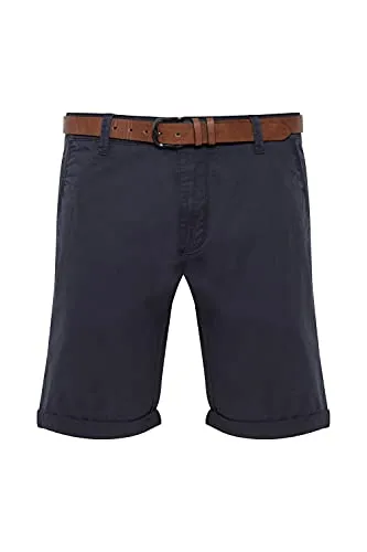 Indicode Tenefa Herren Chino Shorts Bermuda Kurze Hose mit Gürtel, Größe:S, Farbe:Navy (400)