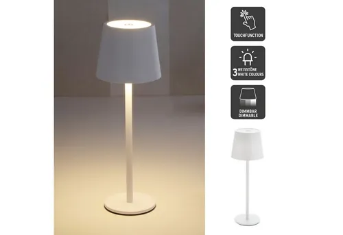 HAC24 LED Nachttischlampe LED Metall Akku Tischleuchte Schreibtischlampe Tischlampe, LED fest integriert, Warmweiß, Kaltweiß, Neutralweiß, Höhe 26 cm mit Touchfunktion 3 Weisstöne Aufladbar Dimmbar