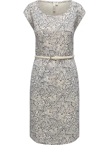 Ragwear Damen Sommerkleid Midikleid mit geflochtenem Taillengürtel Lilithe YOUMODO Ecru Gr. XXL