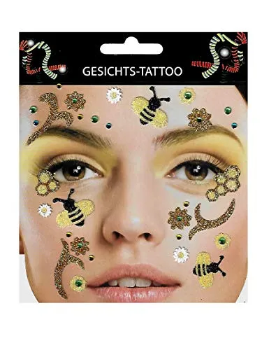 Gesichtstattoo Biene Hummel Tattoo Karneval Fasching Hautaufkleber Sticker