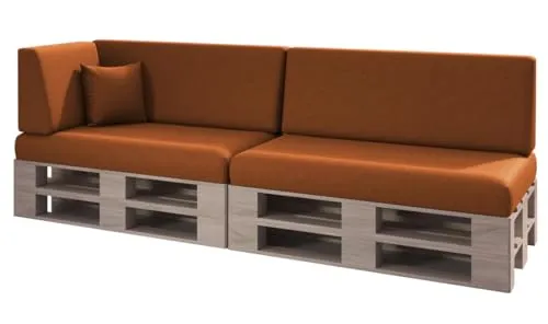 sunnypillow Palettenkissen Set – 6er Set für Palettenmöbel in Orange - Gemütliche Palettenkissen für Haus und Garten! Mit hochwertigem Bezug und Kaltschaumfüllung bieten sie optimalen Komfort und sind pflegeleicht. Ideal für entspannte Stunden auf Europaletten.