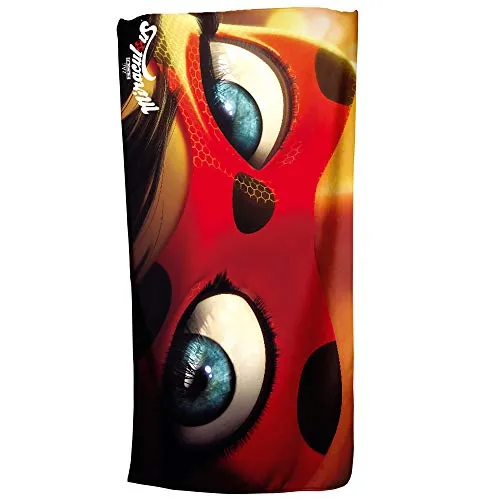 Großes Miraculous Ladybug Badetuch Motiv Eyes 75 x 150 cm Strandlaken Strandtuch Handtuch Duschtuch Velourstuch 100% Baumwolle Marinette Adrien Agreste Ladybug Cat Noir Paris Comic z. Bettwäsche 018