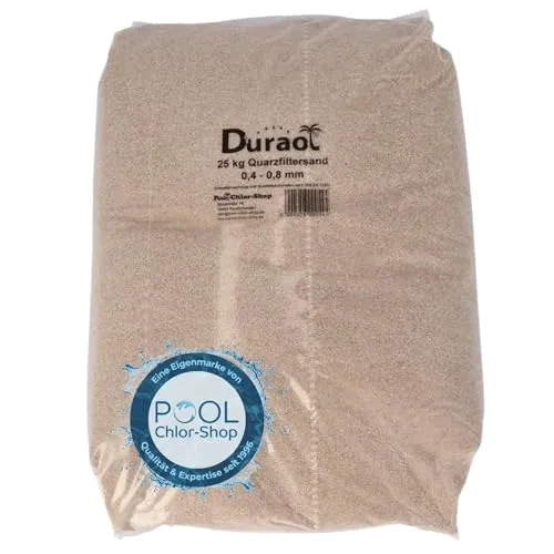 Duraol Spezial Kristallquarzfiltersand I Filtersand 25kg I 0,4-0,8mm Körnung I Quarzsand Pool für Filteranlage I Sand für Pool Sandfilteranlage I Filtersand Pool I geschlemmt & feuchtgetrocknet
