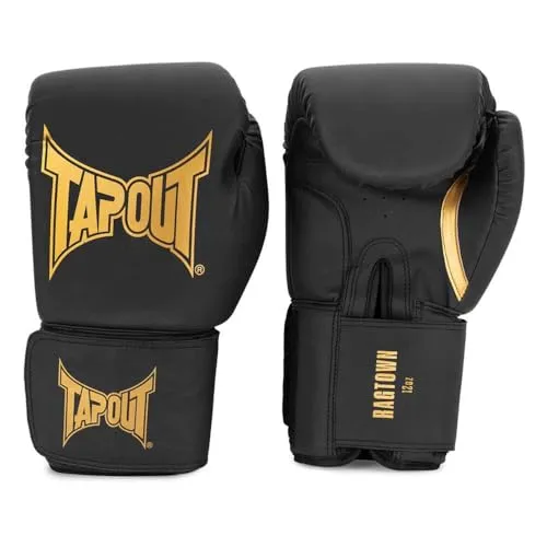 Tapout Boxhandschuhe RAGTOWN, Black/Gold, 10 oz - Punchinghandschuhe aus strapazierfähigem Kunstleder, ideal für Training und Wettkampf, in verschiedenen Größen erhältlich für optimalen Komfort und Schutz.