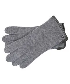 ROECKL Damenhandschuhe aus Schurwolle in Grau - Elegante Handschuhe aus weicher Schurwolle mit Leder-Saumabschluss, perfekt für stilvolle Wintertage.