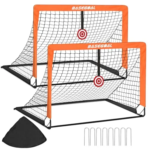 2er Set Fußballtore Pop-Up Faltbar, 120x90cm Fussballtore für Garten mit 2 Zielscheiben & Tragetasche, Glasfaser-Rahmen, 8 Heringe, Ideal für Garten Training, für Teenager