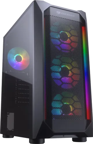 COUGAR CGR-5VM6B-MESH-G-RGB, Midi Tower, PC, Schwarz, Transparent, ATX, micro ATX, Mini-ITX, Glas, Metall, Gaming