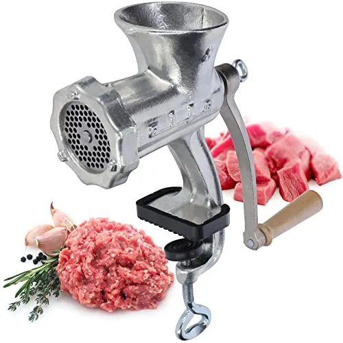 KADAX Fleischwolf aus Eisenguss, manuelle Vintage Fleischmaschine mit Tischklemme