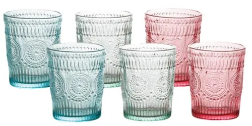 Cheffinger Gläser-Set 6er Set Trinkgläser 300ml Vintage-Retro Design