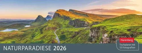 Harenberg | Naturparadiese Premium-Tischplaner 2026 - Wochenkalender mit 53...