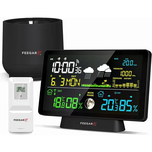 Wireless Weather Station Digital Rain Gauge Feegar Forecaster 7,5
