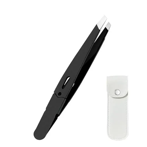 Eupneicu Pinzette, Pinzette Für Augenbrauen, Edelstahl Schräge Haarentfernungspinzette, Premium, Für Augenbrauen,Bart,Splitter Und Sämtliche Arten Von Haaren [Schwarz]