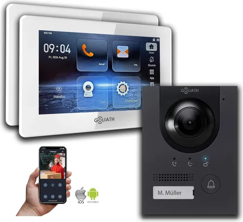 IP Gegensprechanlage | 7 Zoll Monitor | Anthrazit : 2 Monitore : 7 Zoll Weiß : Aufputz Dose Monitor Anzahl: 2 Monitore Monitor Farbe: 7 Zoll Weiß Montage: Aufputz Dose