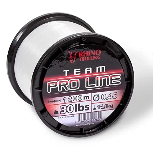 Rhino Premium Team Pro Line monofile Angelschnur Trolling Meeres Angeln, klar, 0,40 mm