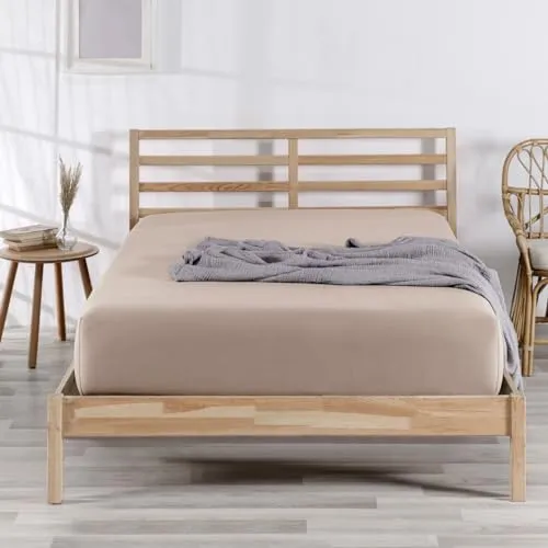 Nordqueen Spannbettlaken Baumwolle 100% Spannbetttücher Bettlaken Jersey, Matratzenhöhe bis 25 cm, (Beige, 120X200 cm)