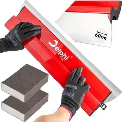 DELPHI Flächenspachtel 60CM - Edelstahlklinge für präzise Wanddekoration - Sonstige Handwerkzeuge, 60 cm Edelstahl-Flächenspachtel für glatte Ergebnisse und inklusive 2 Schleifschwämme. Flexibel und robust für professionelle und DIY-Projekte!