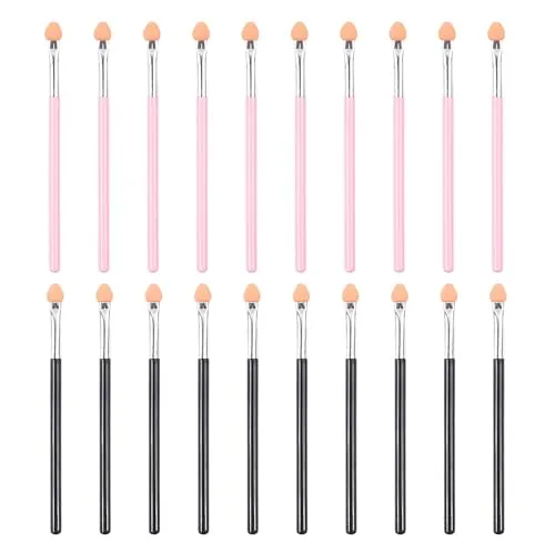Stück Schwamm-Lidschattenpinsel, Lidschatten-Make-up-Pinsel, Lidschatten-Applikatoren, wiederverwendbare langstielige Lidschattenpinsel (Rosa) 20