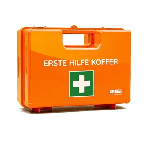 Erste-Hilfe-Koffer leer mit Wandhalterung in orange von FLEXEO