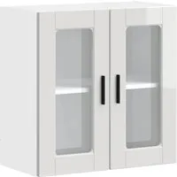 vidaXL Küchen-Hängeschrank Porto Hochglanz-Weiß - Küchenhängeschrank mit Glastüren für optimalen Stauraum und elegantes Design, ideal zur Wandmontage und zur Maximierung des Platzes in deiner Küche.