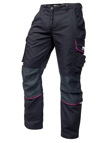 PUMA Workwear Precision X - Premium Damen Arbeitshose mit verstärkten Kniepartien und Stretch - Schwarz/Pink - Größe 36 - Die PUMA Arbeitshose bietet 6 praktische Taschen für sicheren Stauraum und verstärkte Kniepartien für zusätzlichen Schutz. Ideal für Handwerk, Bau und Outdoor-Aktivitäten, sorgt das hochwertige Mischgewebe für hohen Tragekomfort.