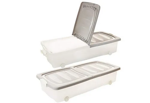 Centi Aufbewahrungsbox Unterbettbox mit Rollen (2er-Set) - Praktische Aufbewahrungsboxen mit Rollen für zusätzlichen Stauraum unter dem Bett. Der geteilte Deckel ermöglicht schnellen Zugriff auf den Inhalt und sorgt für Ordnung in jedem Wohnraum.