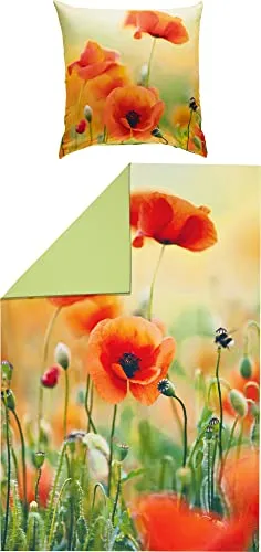 REDBEST Wende-Bettwäsche, Bettgarnitur Renforcé bunt Größe 80x80 cm / 155x220 cm - strapazierstark, atmungsaktiv, mit praktischem Reißverschluss