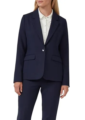 s.Oliver BLACK LABEL Blazer aus Viskosemix - Navy 38 - Eleganter Damenblazer mit schmaler Passform, Reverskragen und hochwertigem Futter, ideal für stilvolle Anlässe.