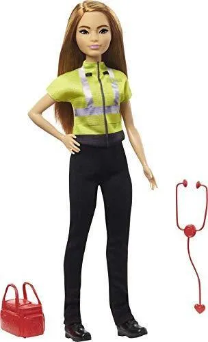 Barbie GYT28 - Rettungssanitäterin Puppe, zierlich brünett (ca. 30 cm), Kleidung