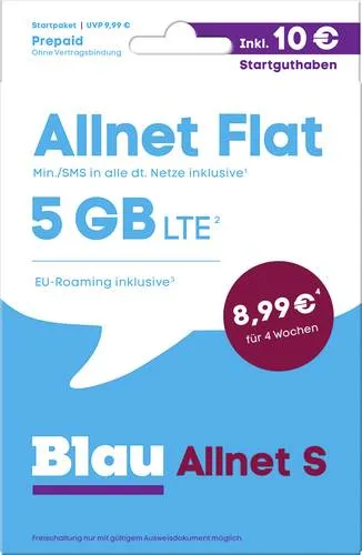 Blau.de Allnet S Prepaid-Karte von Blau.de