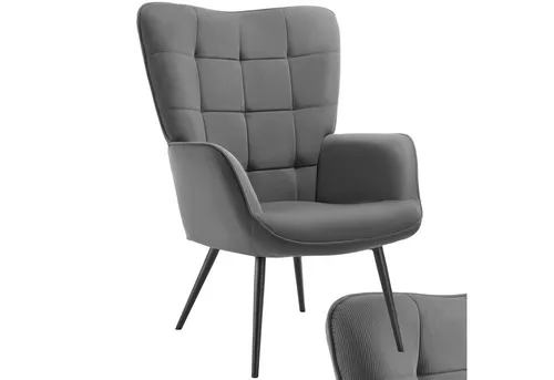 tectake® Skandinavischer Stil Ohrensessel - Gemütlicher Feincord Sessel - Ohren- & Armlehnensessel, ergonomische Form für höchsten Komfort, ideal als Lese- oder Loungesessel, belastbar bis 150 kg und pflegeleicht.