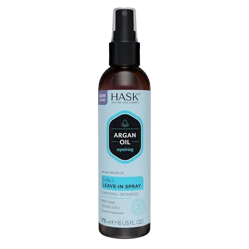 HASK 5-in-1 Leave-in-Conditioner-Spray mit Arganöl – Regenerierend, für alle Haartypen, farbsicher, glutenfrei, ohne Sulfate, ohne Parabene – 175 ml