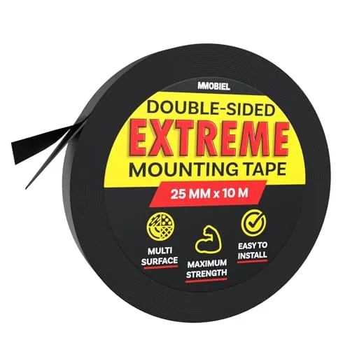 MMOBIEL 25mm Doppelseitiges, Stark Klebend Klebeband für Montage im Innenbereich, Dekoration, Haus, Büro, Teppichbefestigung, LED-Streifenleuchten usw - 10m lange Rolle