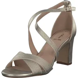 s.Oliver Damen Sandalette Blockabsatz 5-28304-20, Größe 38 EU, Beige - Wanderschuhe - Glamouröse Sandalette mit Glitzeroptik und Soft FoamDecksohle für höchsten Tragekomfort, ideal für Sommerpartys.