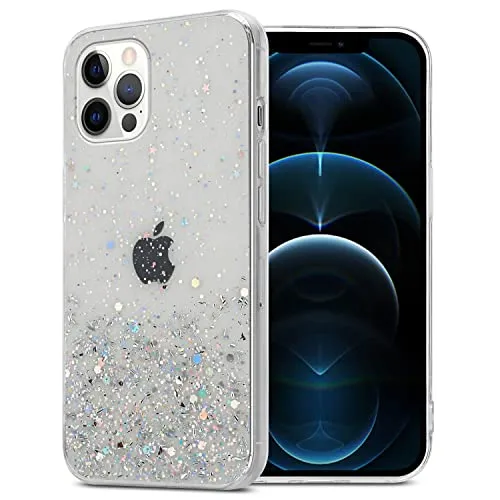 Cadorabo Hülle kompatibel mit Apple iPhone 12/12 PRO Rundumschutz TPU Silikon Case Mädchen Glitzer Strass Design Slim Kratzfest Weiche Gummi Bling Schutzhülle für iPhone 12/12 PRO in Transparent