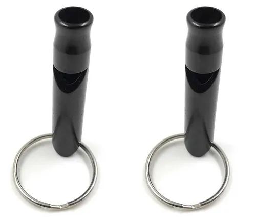 ocona Pfeife, Signalpfeife, Hundepfeife, Schlüsselanhänger, schwarz - 2er Pack -