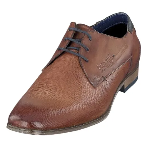 bugatti Business Halbschuh aus Leder mit Two-Tone-Finish, Braun, 40 EU - Herren-Schnürhalbschuhe mit einzigartigem händischen Two-Tone-Finish, das jeden Schuh zum Unikat macht. Ideal für Business-Anzüge oder smart-casual Outfits, sorgt für einen stilvollen Auftritt.