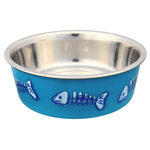 Trixie Edelstahlnapf 12 cm mit Kunststoffmantel & Gummiring, rutschfest