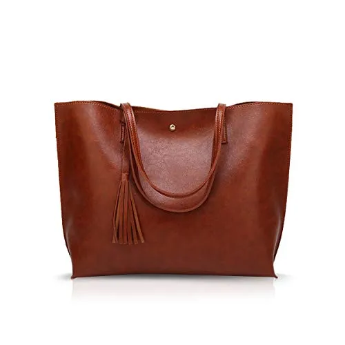 NICOLE&DORIS Damen Tote Tasche Handtasche Schultertasche aus PU-Leder Umhängetaschen Mode große Handtasche Braun