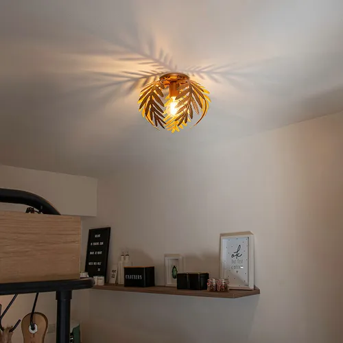 Qazqa Retro Vintage Deckenleuchte - Gold Messing 24 cm - Lampen für Wohnzimmer und Schlafzimmer, dimmbar mit E27 Fassung, stilvolles Retro-Design in Gold/Messing für eine gemütliche Atmosphäre.