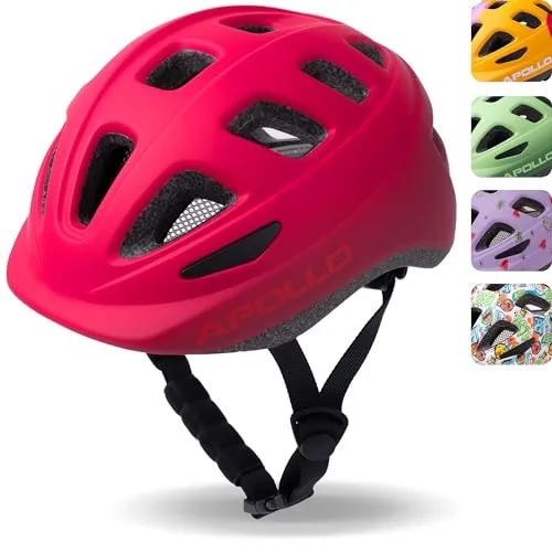 Apollo Kinder-Fahrradhelm - Verstellbarer Multisport Helm für Jungen & Mädchen ab 3 Jahren - Sicherer Multisport Helm für Fahrrad, Roller & mehr. Verstellbar für Größen 48-56 cm, ideal für Kinder und Jugendliche. Trendige Designs mit Reflektoren für optimale Sichtbarkeit.