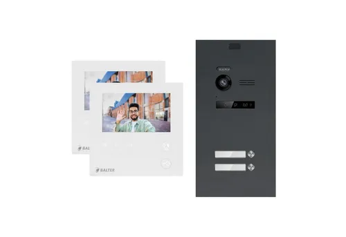 Balter Video-Türsprechanlage EVO MINI Komplettsystem für 3-Familienhaus - Moderne Video-Türsprechanlage mit 3x 4.3