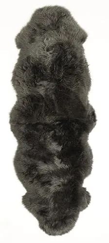 LUXOR living Lammfell Schaffell Teppich 60 x 160 cm Schwarz - Teppiche Gegend – Hochwertiger Echtfell-Teppich mit 50 mm Florhöhe, ideal für Wärme und Behaglichkeit in jedem Raum. Robuste Verarbeitung und pflegeleicht für langanhaltende Freude.