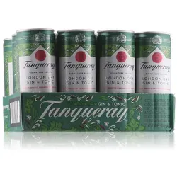 Tanqueray London Dry Gin & Tonic - Erfrischendes Mixgetränk für unterwegs - Erleben Sie den Sommer mit Tanqueray London Dry Gin & Tonic in handlichen Slim Cans. Perfekt für gesellige Anlässe und unterwegs, bietet es ein klassisches GT-Erlebnis mit erfrischenden Zitrusnoten.