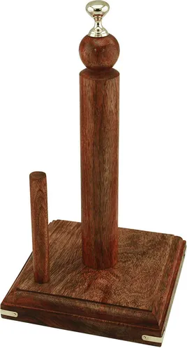 NKlaus Küchenrollenständer aus Mango-Holz/Messing – Nautische Dekoration für Ihre Küche - Rollenhalter aus edlem Mango-Holz und Messing, 16,5x33cm, verleiht Ihrer Küche einen maritimen Vintage-Stil und sorgt für Ordnung.