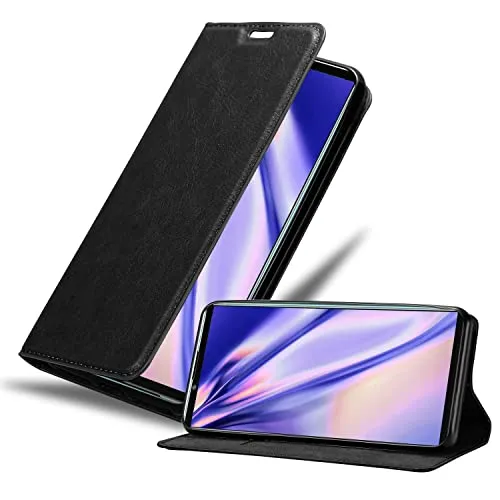 Cadorabo Hülle kompatibel mit Sony Xperia 5 III aus Premium Kunst Leder Flip Klappbare Stoßfeste Magnetische [Standfunktion] [Kartenfächern] Cover Hülle für Sony Xperia 5 III Tasche in Schwarz