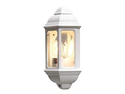 Außen LED Wandlaterne im nostalgischen Landhausstil, Weiß - Nostalgische Außenwandleuchte im Landhausstil für stimmungsvolle Beleuchtung von Terrasse und Balkon. Inklusive dimmbarer E27 Filament LED mit 806 Lumen für warmweißes Licht.