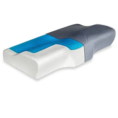 Vitabo Ergonomisches Kopfkissen mit Gel-Auflage - Kissen für Seitenschläfer, optimale Druckentlastung durch Viscoschaum und Gelauflage für erholsamen Schlaf und gesunde Wirbelsäule.