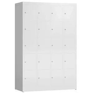 ClassiX Schließfachschrank X-520547, 20 Fächer - Stabiler Schließfachschrank aus Stahl in signalweiß mit 20 Fächern und Zylinderschloss. Ideal für Schulen und Fitnessstudios, komplett montiert geliefert.